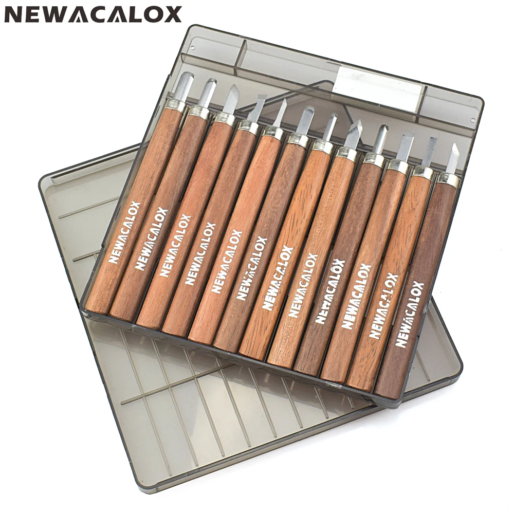 NEWACALOX 12 шт./компл. резьба по дереву набор инструментов на дереве Ножи Scorper ручной
