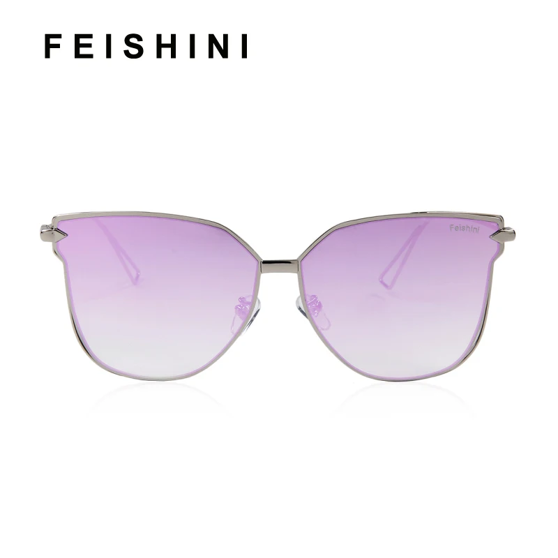 

FEISHINI 2021 Metal Frame Butterfly Women Sunglasses Unisex Brand Design Mirror Fashion Trendy Sunglass Female UVB Gradient