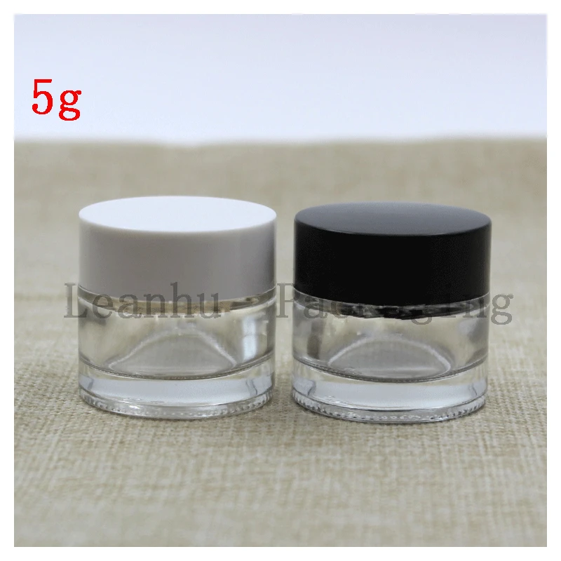 5g Clear Glass Jars, The Lid of The Black/White Beauty Cream Bottle 10 cc MaskCream Container Small Sample Jar Capacity