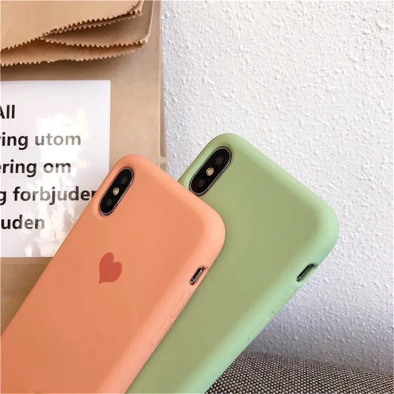 Жидкостный Мягкий силиконовый чехол для телефона Love heart iPhone XS Max X XR 6 6s 7 8 Plus