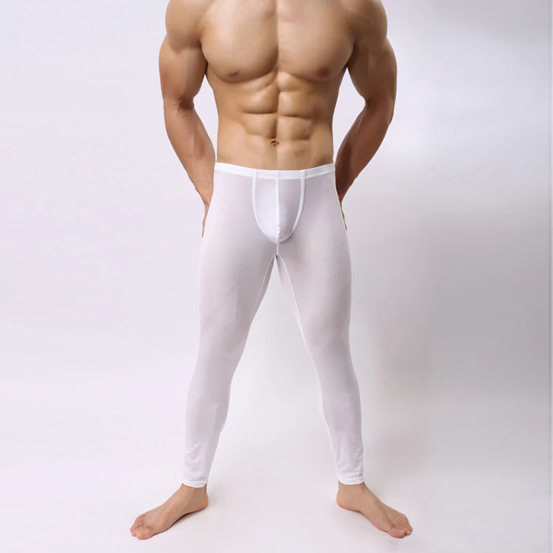 

Sexy Mens Long Sleepwear Breathable Pouch Pant Male Casual Solid Trousers Homewear Slim Thin Sleep Bottoms Pajama Underpants