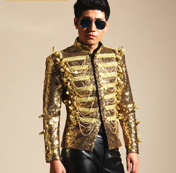 Куртка с золотыми блестками и кисточками мужская куртка модный костюм DJ Ds Bar для