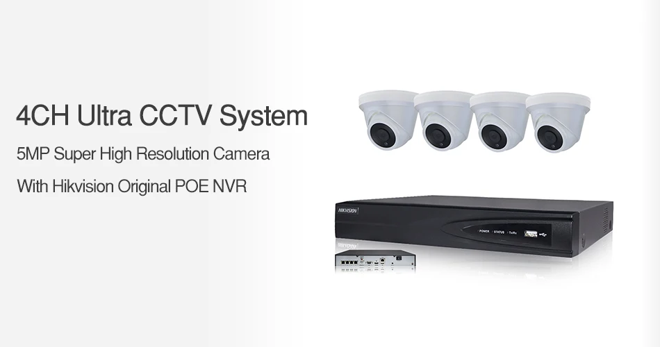 4CH CCTV система 4 шт. ультра 5MP купольная камера безопасности POE с Hikvision 4 POE NVR DS-7604NI-K1/4 P DIY комплекты видеонаблюдения