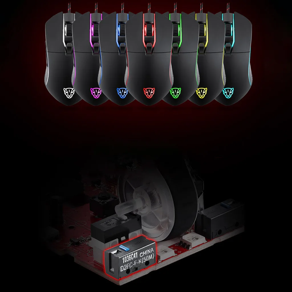 Профессиональная Проводная игровая мышь MOTOSPEED V30 3500 dpi RGB с подсветкой 6 кнопок Проводная игровая мышь проводная USB игры кабельная мышь