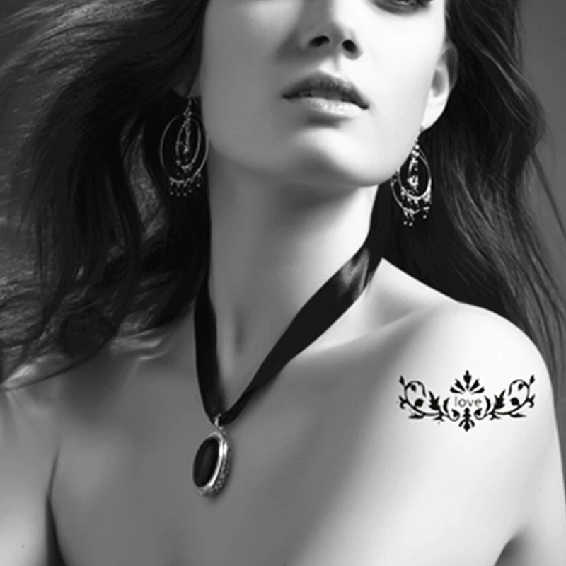 SHNAPIGN черный цветок Детский временный боди арт флэш тату стикер 10*17 см