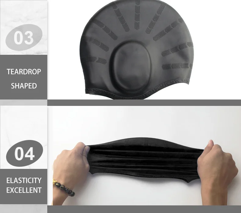 Women Men Swimming Hat Swim Pool Water Sport Waterproof Silicone Diving Swimming Cap Long Hair Protection Earmuff Swim Caps