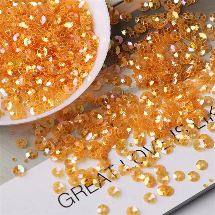 Transparent Orange 10 г/упак. 3 мм чашки ПВХ Круглый прозрачный кристалл свободные блестки Швейные Свадебные ремесла для женщин и детей DIY одежды ногтей аксессуары - Цвет: Transparent Orange