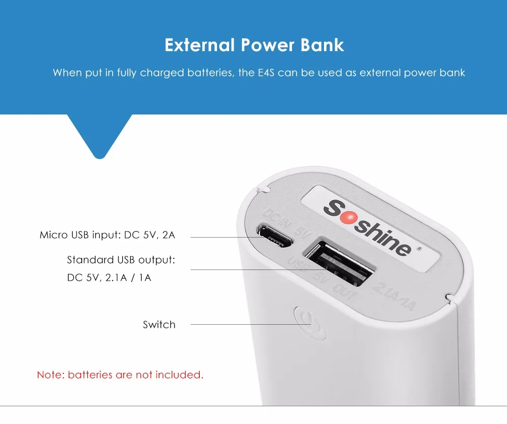 ELEGEEK E4S, 2 слота, литий-ионная батарея 18650, USB, умное зарядное устройство для сотового телефона, внешний аккумулятор с ЖК-дисплеем