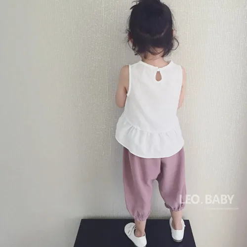 СЗ Мода 2017 г. летняя одежда для девочек в виде листка лотоса жилет Рубашки