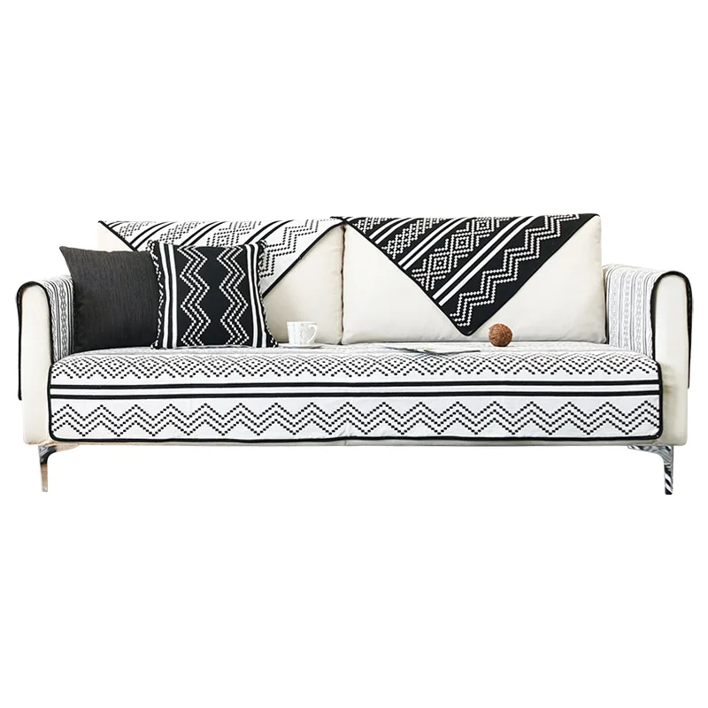 Покрывало для дивана покрывало секционное в полоску черного и белого цвета чехол