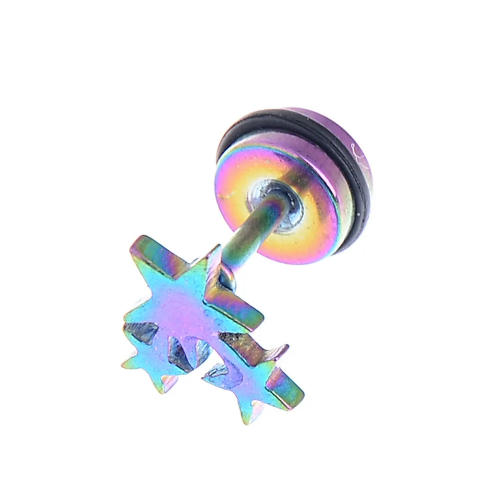 2 шт. Готический Панк Серебряный черный Супермен звезда из нержавеющей стали