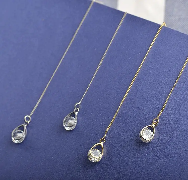 Женские серьги капельки с длинными кисточками модные ювелирные