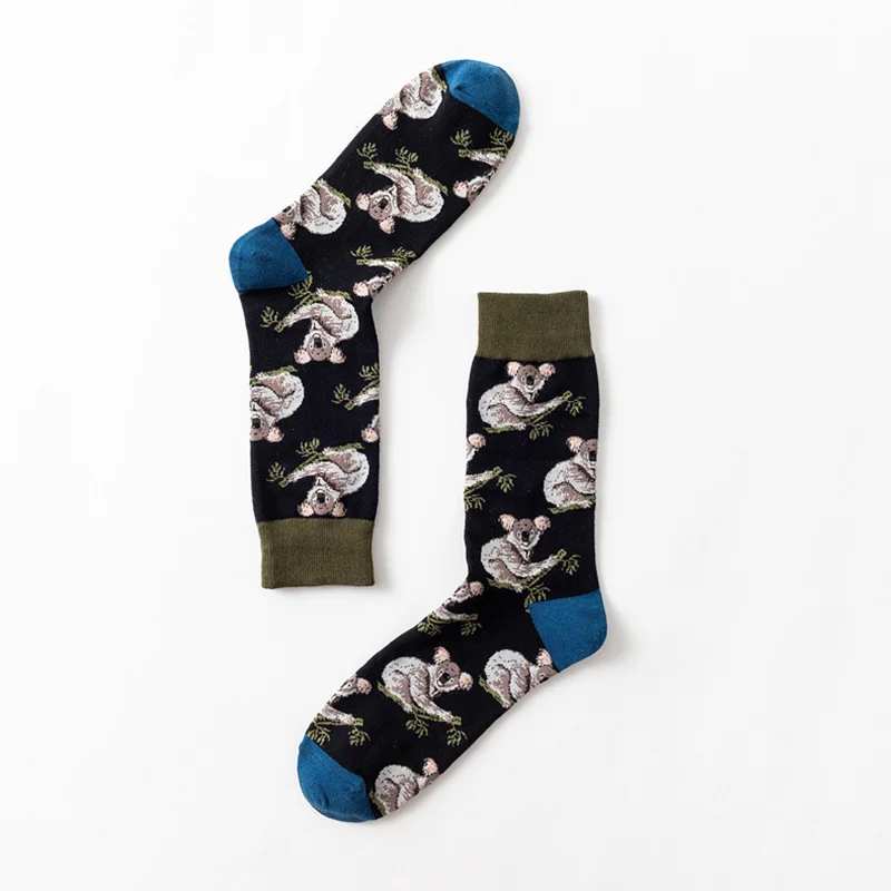 Koala socks Модные мужские носки с изображением животных Коала Ленивец; забавные носки из чесаного хлопка; Новинка; забавные носки; Веселые Необычные сумасшедшие носки большого размера - Цвет: Koala socks