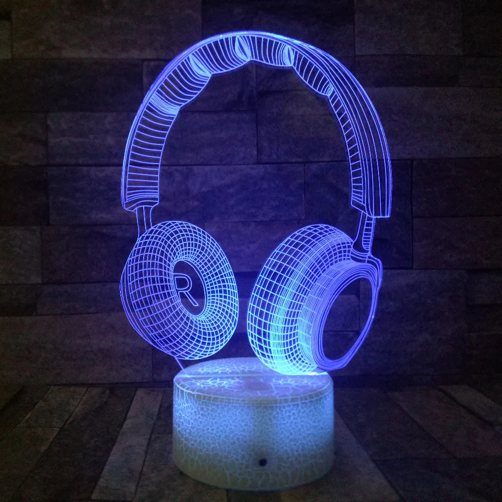 Креативные наушники 3d лампа 7 цветов градиент светодиодный ночник сенсорный