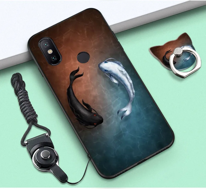 Xiaomi Mi A2 Case Luxury Slim Black Frame Cartoon Painted Soft TPU Back Cover For Silicone #VA | Мобильные телефоны и