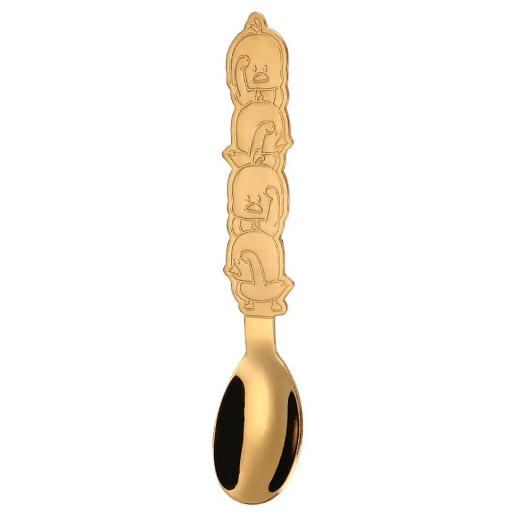 Gold Утенок чайные ложки, кофейные ложки из нержавеющей стали, ложки для утки, радужная кофейная/чайная ложка, столовые приборы, питьевые инструменты - Цвет: Gold