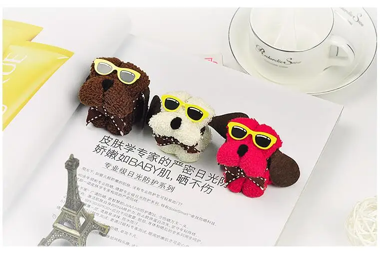 Бесплатная доставка! 1 партия = 20 шт.! Милая маленькая собачка с очками полотенца