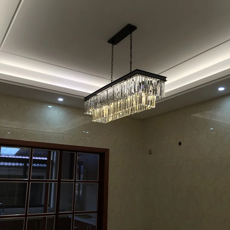 Американская прямоугольная хрустальная люстра в европейском стиле роскошная