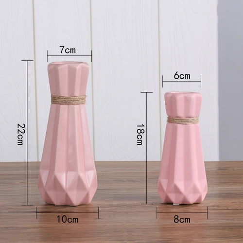 Pink a set Напольные вазы, антикварная керамическая ваза, Современная Белая, розовая, синяя, серая ваза, искусственный цветочный стол, Маленькая ваза, свадебные украшения, вазы G - Цвет: Pink a set