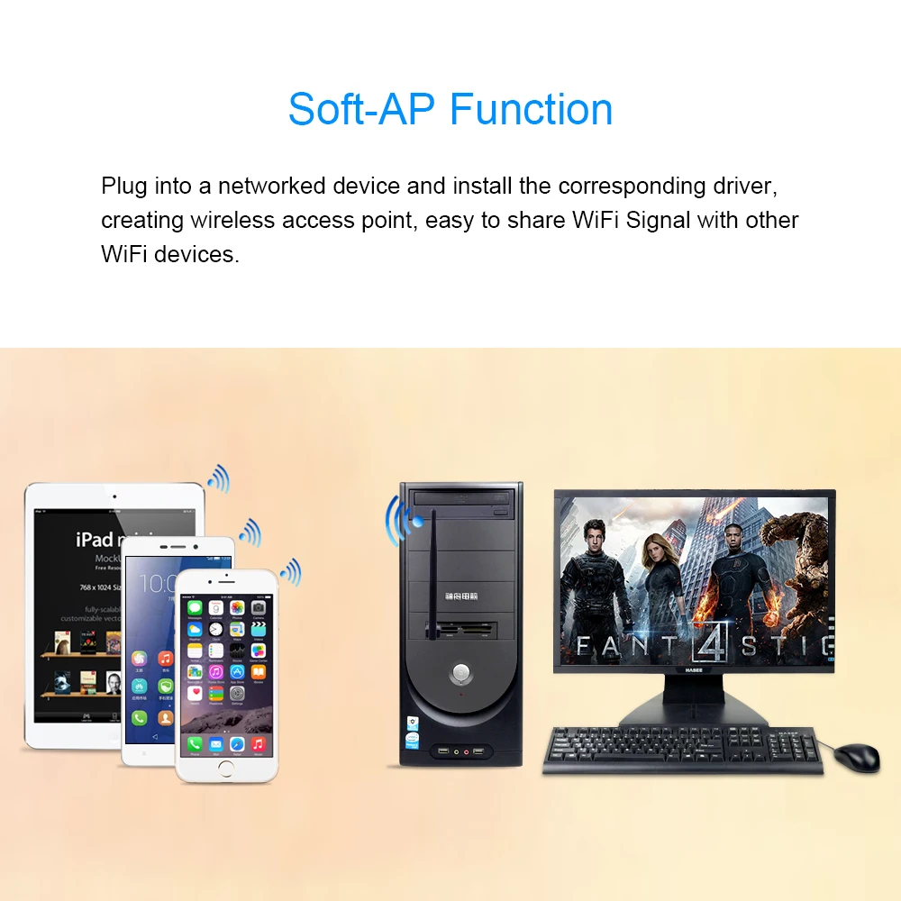 CHIPAL 150 Мбит/с мини USB WiFi адаптер внешняя беспроводная сетевая карта 2 4G Антенна ПК