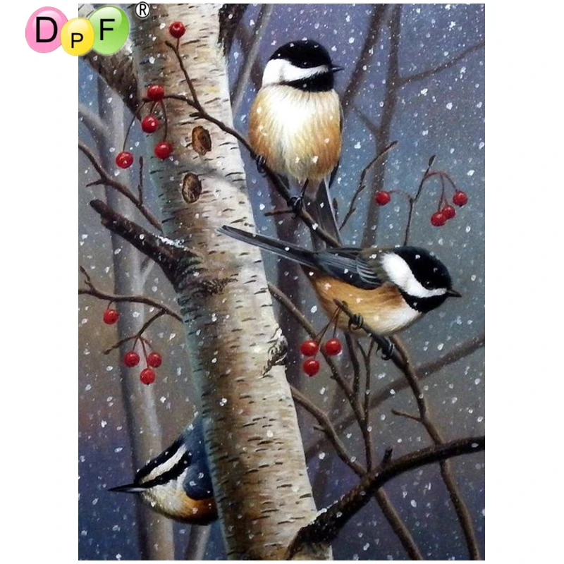 DPF DIY The magpies 5D crafts home decor wall painting diamond cross stitch embroidery mosaic kit full square | Дом и сад