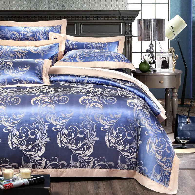 

Wedding set home bedding Jacquard bedding set Luxury Embroidery flat sheet + duvet cover +pillowcase bedcloth wedding gift 2017