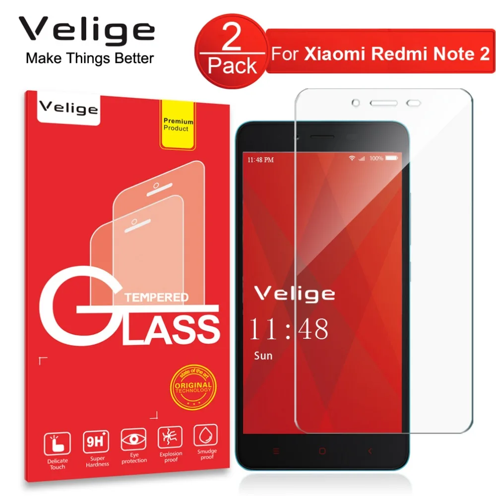 2 Упак. Закаленное стекло протектор экрана для Xiaomi Redmi Note Xiomi Note2 9H 2.5D без пузырьков