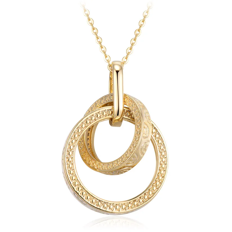Новинка 2 кольца кулон ожерелья для женщин круглая металлическая цепочка круглое