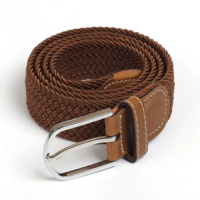 Style1 Brown Мужской Эластичный эластичный пояс, черный холщовый эластичный плетеный кожаный ремень, широкий металлический эластичный пояс для мужчин - Цвет: Style1 Brown