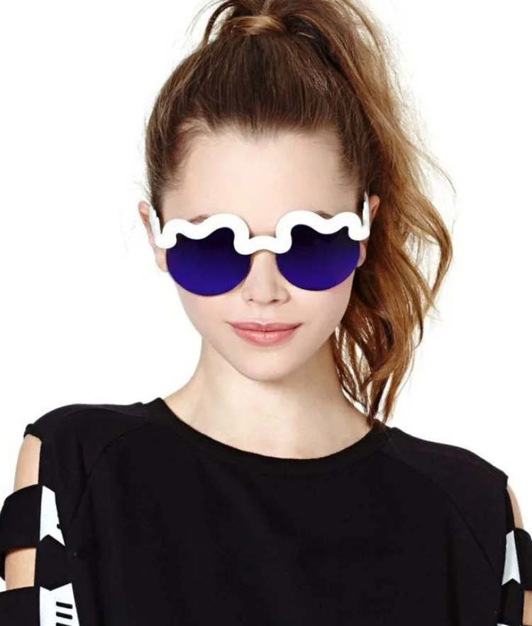 

Cotton Clouds Waves Women&men Dancing Sunglasses Matte Soft Material Half Frame Sun glasses Reflective Color Lens Oculos De Sol