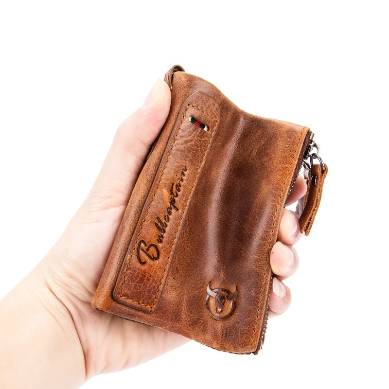 Новые модные деловые мужские кошельки из коровьей натуральной кожи короткие