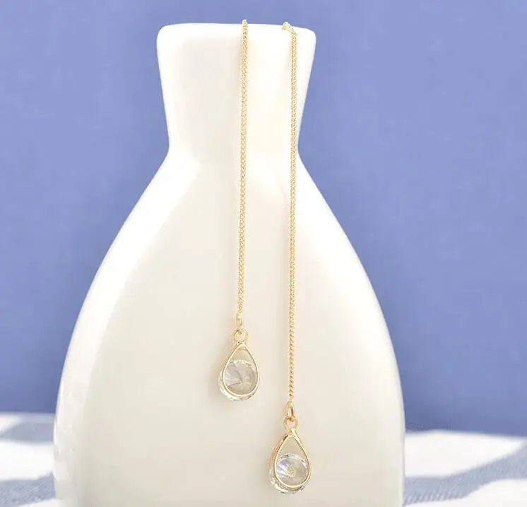 Женские серьги капельки с длинными кисточками модные ювелирные