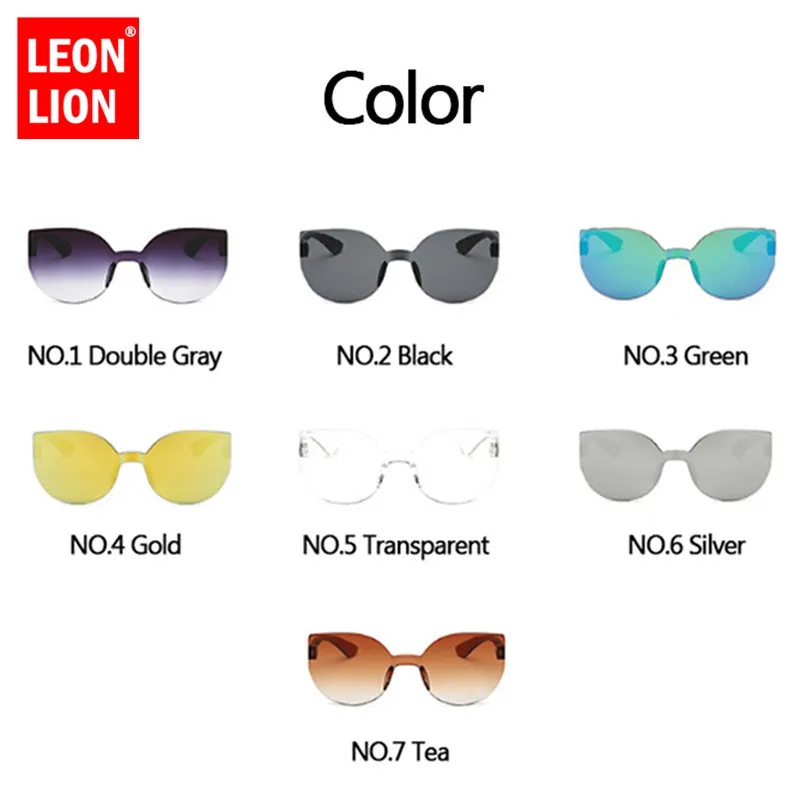 LeonLion Cat Eye Gradient Lens Sunglasses Women Retro One-piece Mirror Rimless Sun Glasses Vintage Travel Eyewear UV400