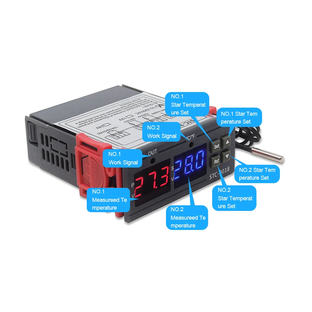 KT1210W STC-3018 цифровой терморегулятор контроль температуры Лер термостат с NTC датчик нагрева и охлаждения