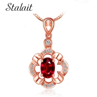 new arrival simulated red crystal pendants necklace fashion rose gold color women bridal jewelry allergy free mother day gift
