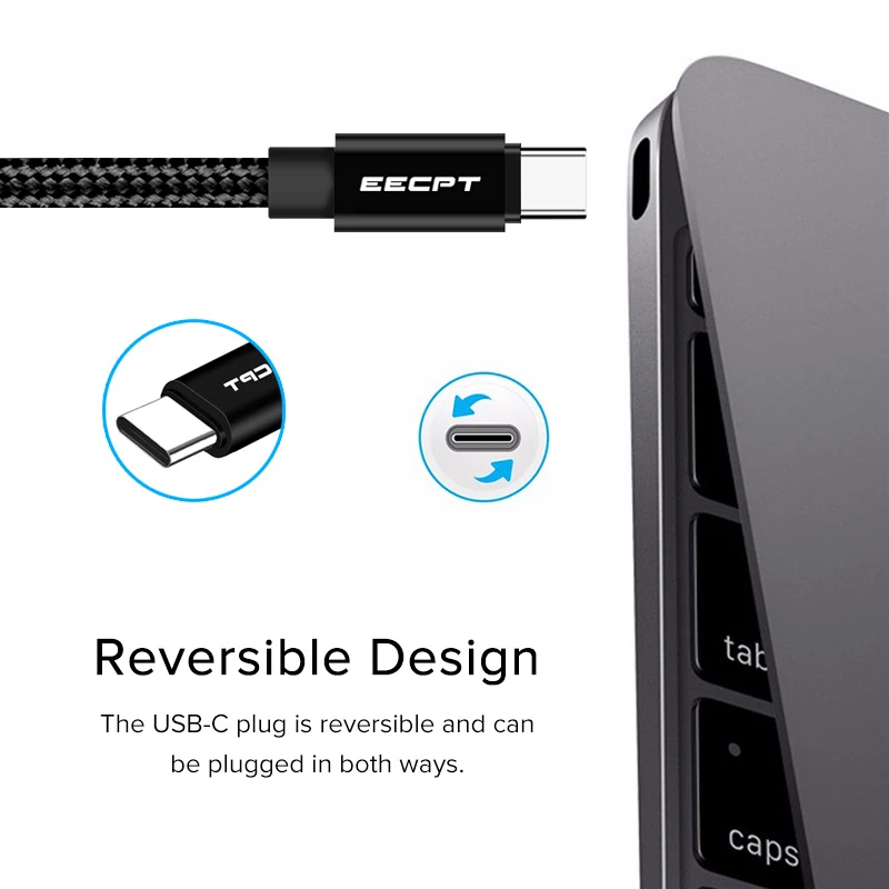 Кабель EECPT USB Type C 3A для быстрой зарядки и передачи данных зарядное устройство