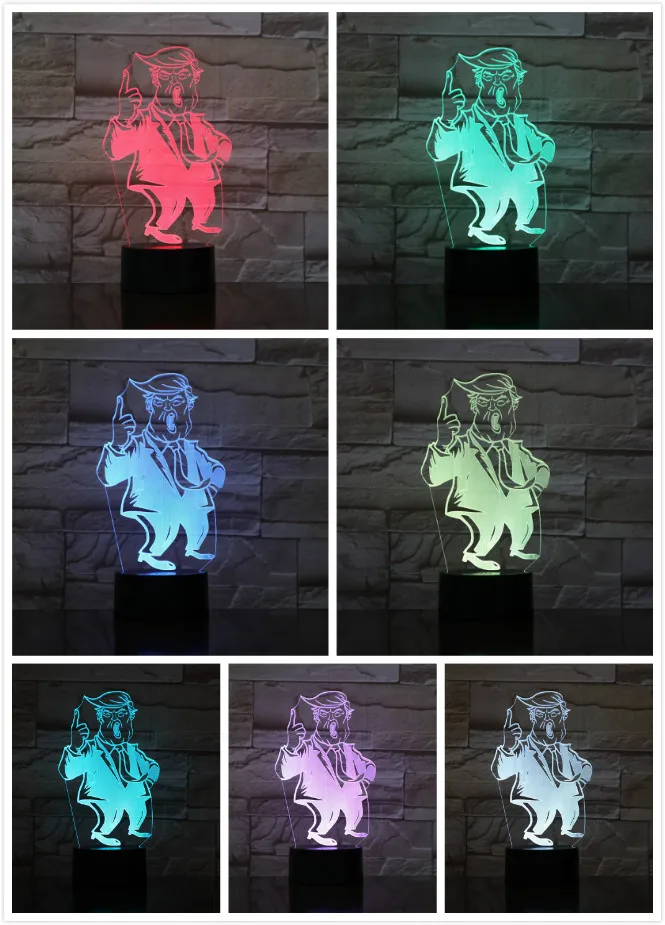 Американский Президент Трамп фигурка настольная лампа 3D иллюзия сенсорный