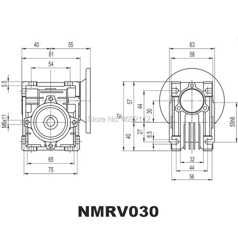 Бесплатная доставка редуктор червячного редуктора NMRV030 57 мм коэффициент
