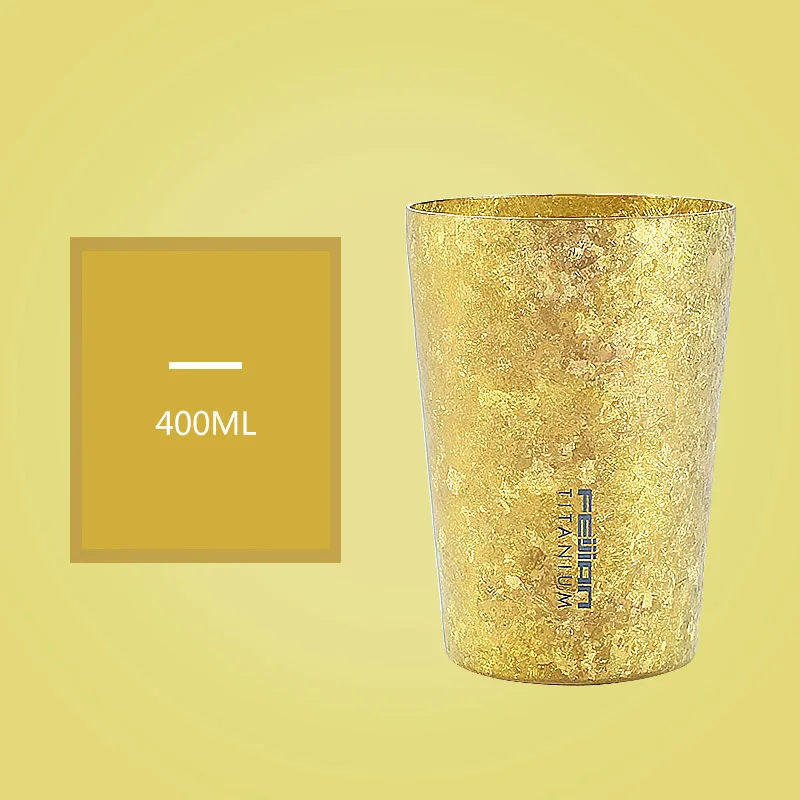 Yellow Feijian, 400 мл, чистый титан, кружка для кофе, пива, колы, чая, сока, чашка с бактериостатическим эффектом, с двойными стенками, вакуумная кружка, drinkwaregift box - Цвет: Yellow