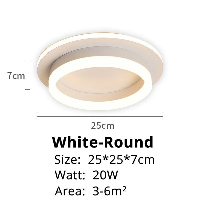 white round Светодиодный светильник-люстра для коридора, поверхностного монтажа, акриловый потолочный задний светильник, 20 Вт, современный светильник Lampadario AC85-260V - Цвет абажура: white round