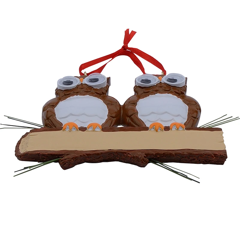 Maxora коричневый желтый Сова Семья из 2 Смолы Глянцевая Персонализированная