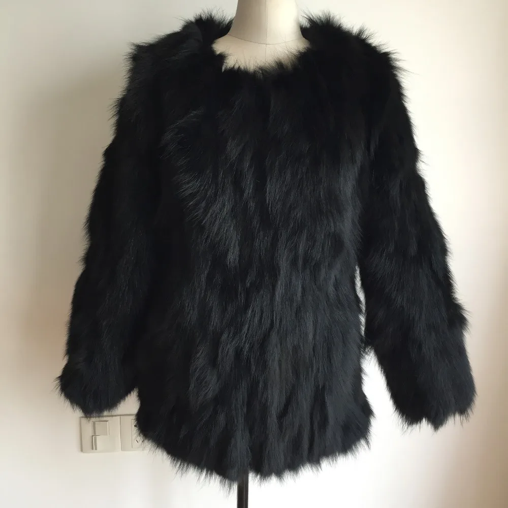 Модное роскошное пальто из лисьего меха на заказ куртка 100% натурального енота