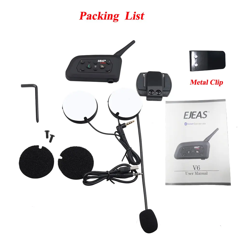 EJEAS 1200M V6 Pro мотоциклетная Bluetooth гарнитура для шлема 6 Riders Multi BT Interphone беспроводной