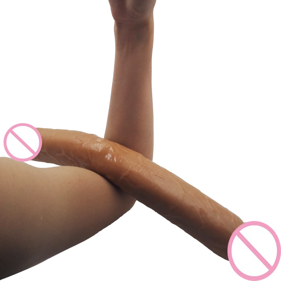 CamaTech 45 см супер длинные Двойные головки фаллоимитаторы силиконовый