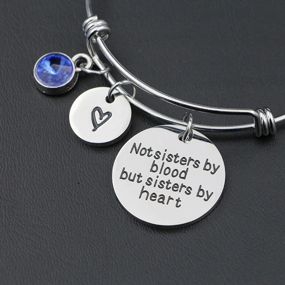 &quotNot sisters по крови но сестры сердечко&quot браслет с камнем месяца рождения