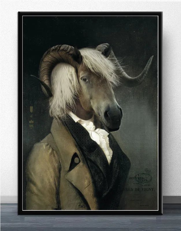 Современная картина с изображением собаки козы кота модный постер животными и