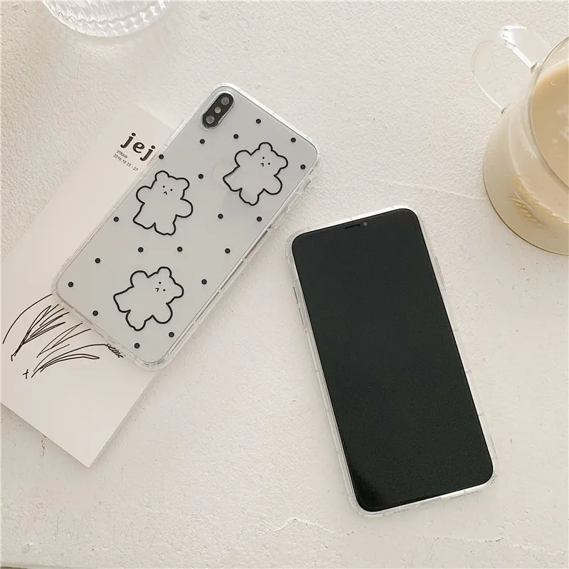 INS Корея супер огонь карамельный цвет медведь чехол для телефона iphone Xs MAX XR X 6 6s 7 8 plus милый волновой точка прозрачный мягкий ТПУ задняя крышка