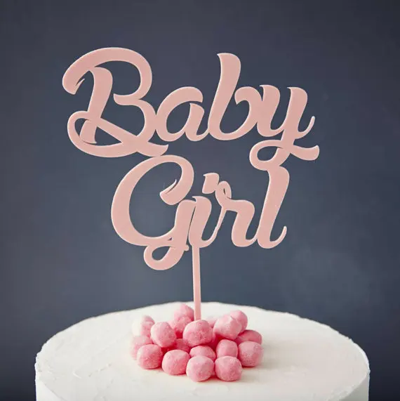 

Акриловая розовая Золотая «Baby Girl», топпер для торта для девочек, детская фотография, украшение для торта, детский душ