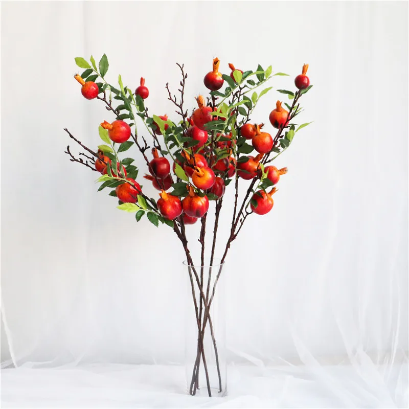 

5pcs/lot Artificial Pomegranate Fruit Bean Branch Berries Plant Home Christmas Home Decoration Wedding Decor Vivid Foam Flowers