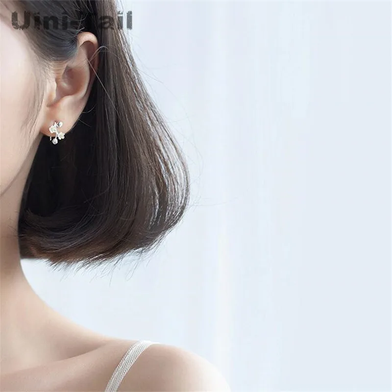 Uini Tail хит продаж новое серебро 925 пробы корейские серьги сливы модные цветочные